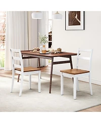 Gymax Set of Dining Chairs Ladder Back Armless Side Chair w/ Solid Rubber Wood Legs