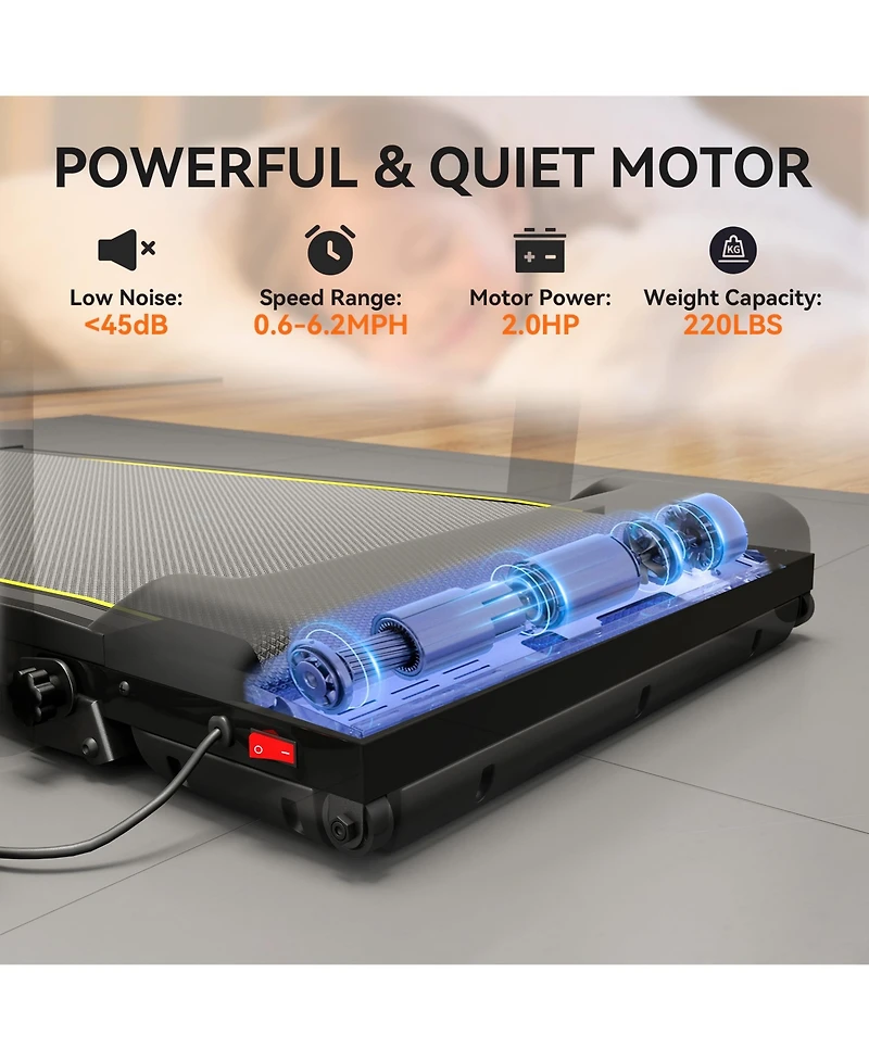 Soozier Walking Pad Treadmill, Foldable Under Desk Treadmill with Incline