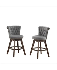 Boyel Living Set of 2 Velvet Bar Stools with Ergonomic Backrest 360° Swivel Kitchen Counter Stools