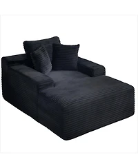 Boyel Living 67 Inch White Velvet Chaise Lounge Chair with 9.9 Wide Armrests and Deep Seat for Room