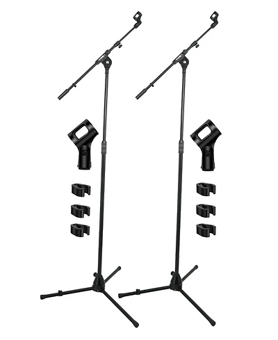 5 Core Mic Stand 2Pcs Adjustable Microphone Stands Floor w 180° Rotating Telescoping Metal Boom Arm