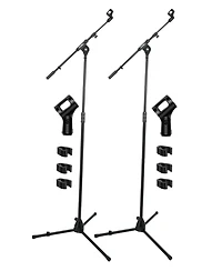 5 Core Mic Stand 2Pcs Adjustable Microphone Stands Floor w 180° Rotating Telescoping Metal Boom Arm