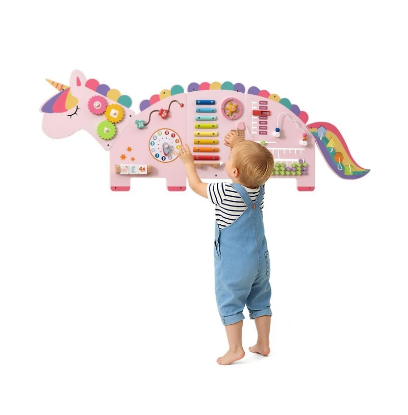 Hongge Kids Montessori Sensory Wall Busy Board with Eleven Learning Activities