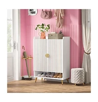 Slickblue Wooden Shoe Storage Cabinet with Doors for Hallway Entryway