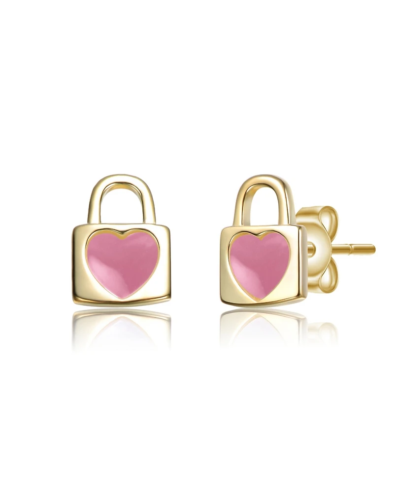 GiGiGirl 14K Gold Plated Heart-Shaped Lock Earrings For Kids
