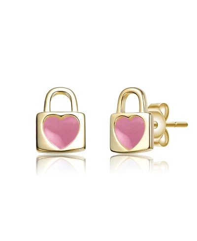 GiGiGirl 14K Gold Plated Heart-Shaped Lock Earrings For Kids