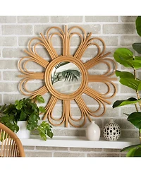 Furniture Sakura 23.2" Rattan Bohemian Accent Wall Mirror