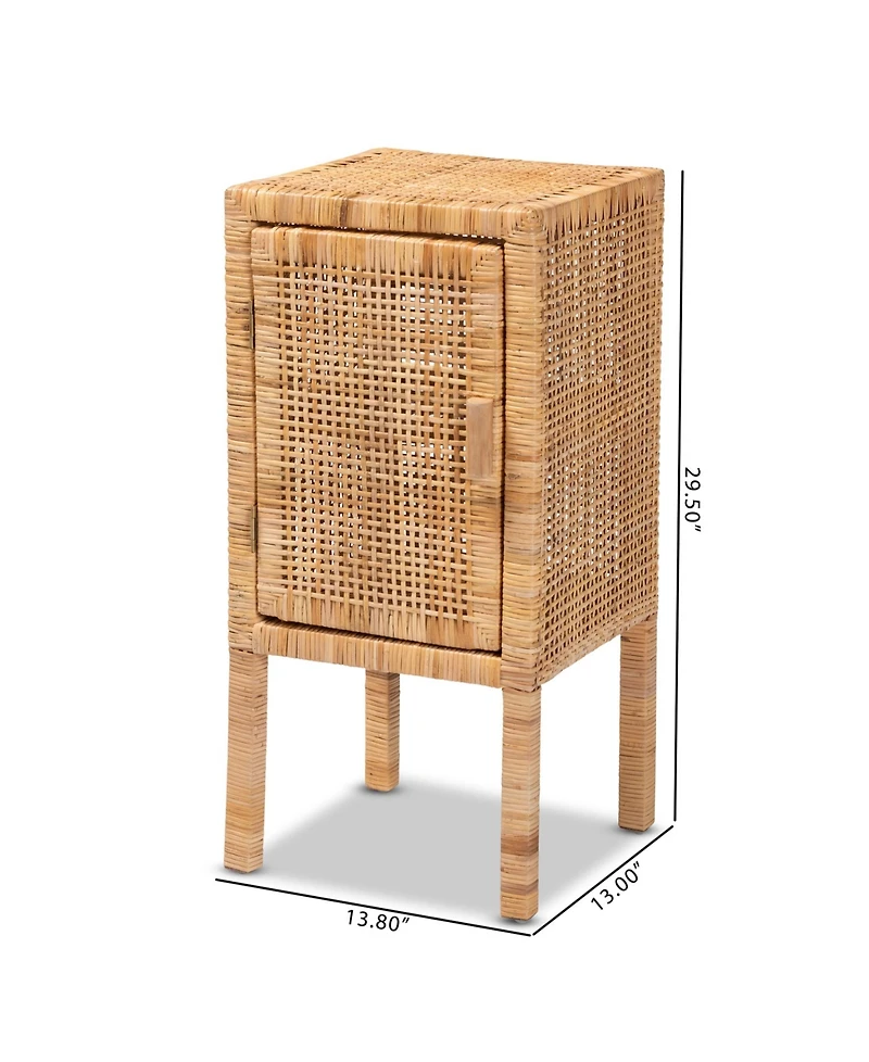 Furniture Vivan 13" Rattan Bohemian Nightstand