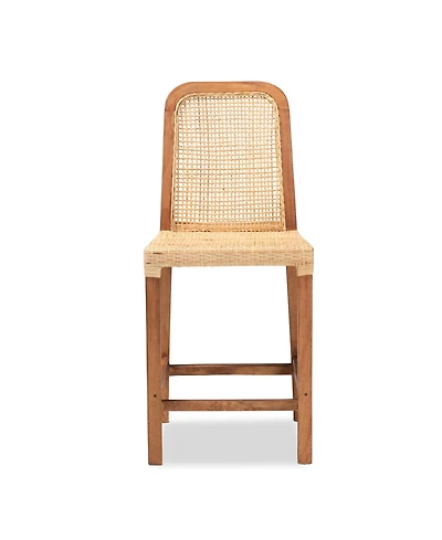 Furniture Caspia 20.25" Rattan Mid-Century Counter Stool