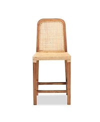 Furniture Caspia 20.25" Rattan Mid-Century Counter Stool