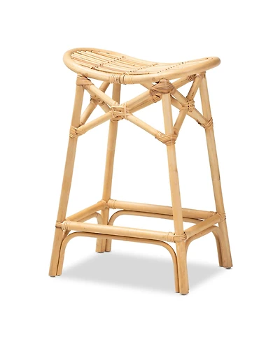 Furniture Elgon 13.2" Rattan Bohemian Counter Stool