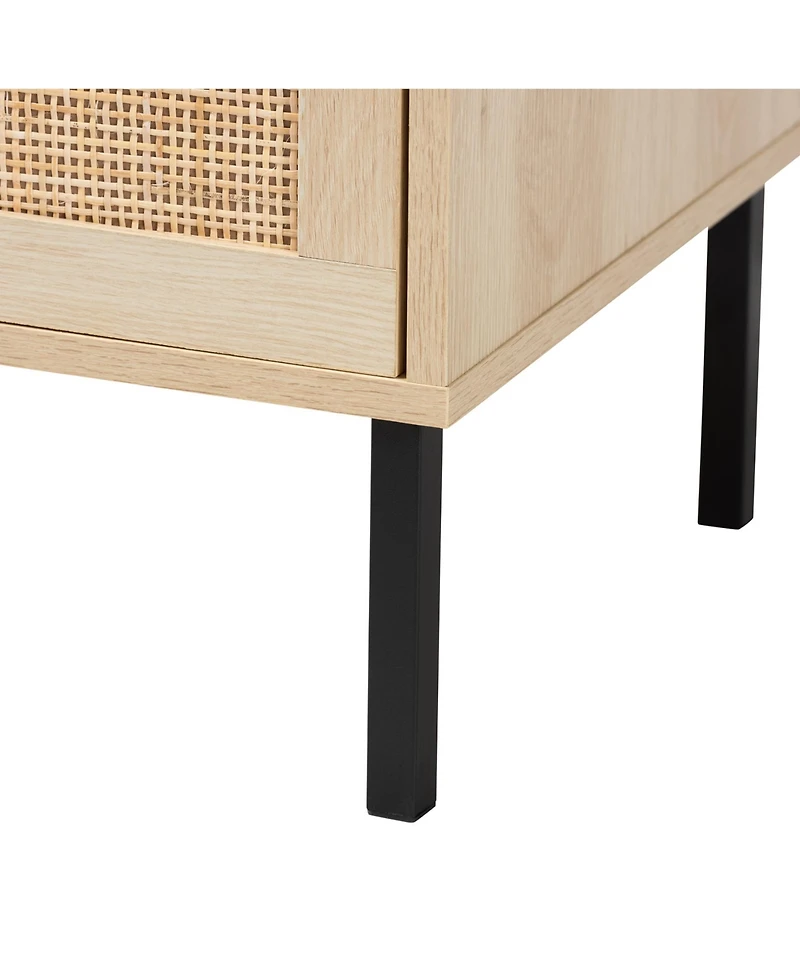 Furniture Caterina 15.7" Rattan Mid-Century End Table