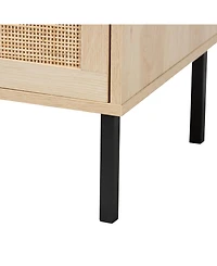 Furniture Caterina 15.7" Rattan Mid-Century End Table