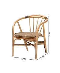 Furniture Kyoto 23.8" Rattan Bohemian Dining Chair