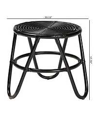 Furniture Pertessa 17.7" Rattan Bohemian End Table