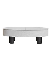 Streamdale Furniture Oval Faux Marble Mid-Century Modern Coffee Table with Hidden Drawer