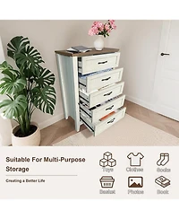 gaomon Farmhouse 5-Drawer Tall Yellow Dresser, Wooden Storage Chest for Bedroom, Living Room, Hallway