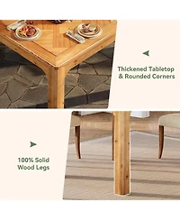 Tribesigns 31.5" Square Farmhouse Dining Table, Solid Wood Rustic Kitchen Table with 3D Textured Tabletop, Brown