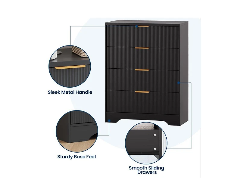 gaomon Fluted Dresser for Bedroom with 4 Drawers