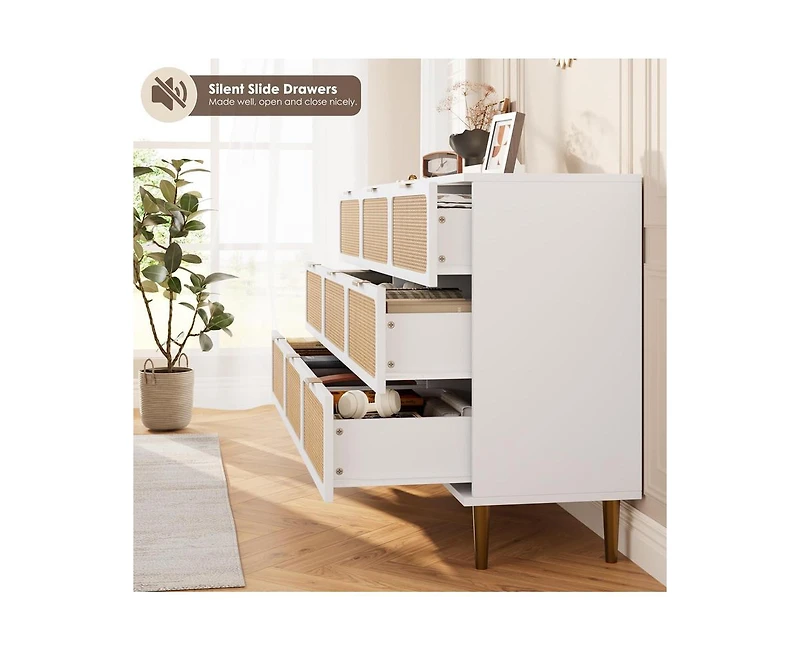 Gaomon Rattan 9 Drawer Dressers for Bedroom