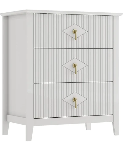 Gaomon Fluted Dresser 27.5"W, 3-Drawer Wood Chest, Modern Bedroom Storage Cabinet