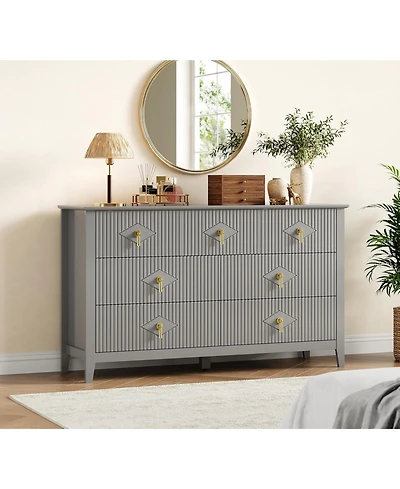 gaomon 54"W 7-Drawer Modern Wood Chest with Metal Handles, Bedroom Storage Cabinet Dresser