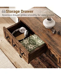 gaomon 52" Console Table Entryway with 3 Storage Drawers, 3-Tier dustrial Metal Sofa Behind Couch Table, Hallway forEntryway, B