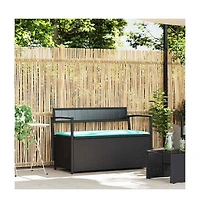 vidaXL Patio Storage Bench with Cushion Black Poly Rattan