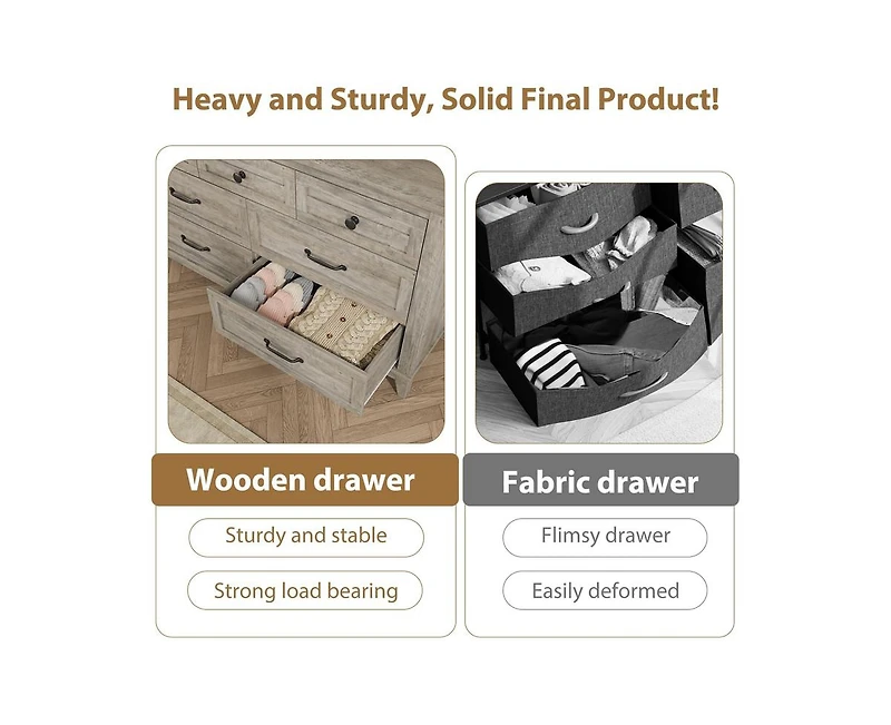 gaomon 54" Wide Drawer Dresser with Storage Freestanding