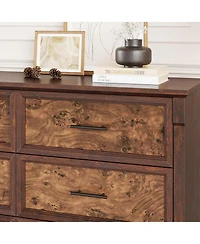 gaomon Rustic Farmhouse 6-Drawer Dresser, Large Wood Chest with Metal Handles, Double Dresser and Tv Stand for Bedroom or Nursery, Brown
