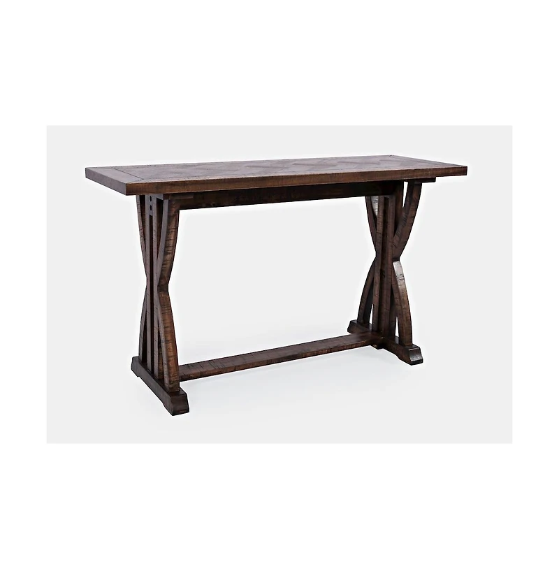 Jofran Fairview Transitional Herringbone Distressed Acacia Sofa Table