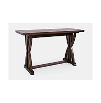 Jofran Fairview Transitional Herringbone Distressed Acacia Sofa Table