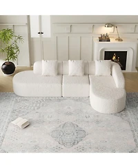 Streamdale Furniture L-shaped curved modular sofa, modern lychee-textured polyester fabric, curved backrest