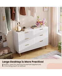 gaomon Fluted 6 Drawer Dresser, Modern Wide Chest with Deep Drawers, Wooden Storage Organizer for Living Room, Hallway, Kids Room