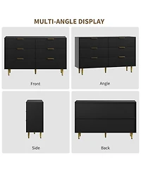 Gaomon Fluted Dresser for Bedroom,Wooden Chest of Drawers with Metal Handle & Feet