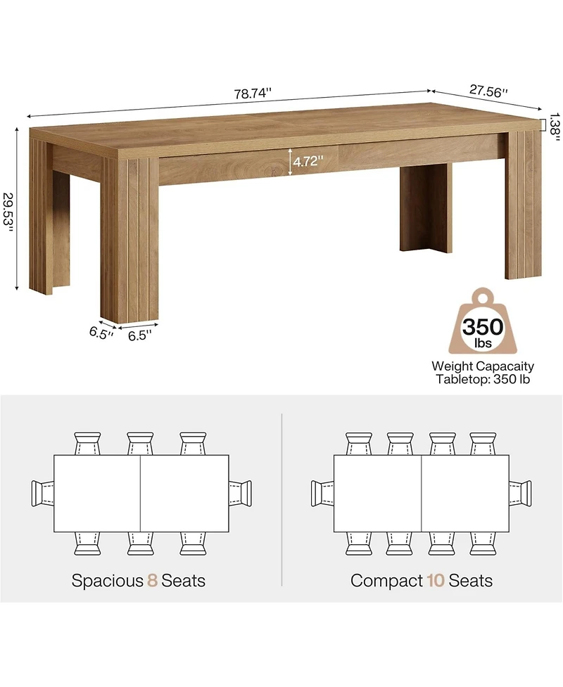 Tribesigns Farmhouse Dining Table for 6-8, Large Rectangle Kitchen Table with Heavy Duty Legs