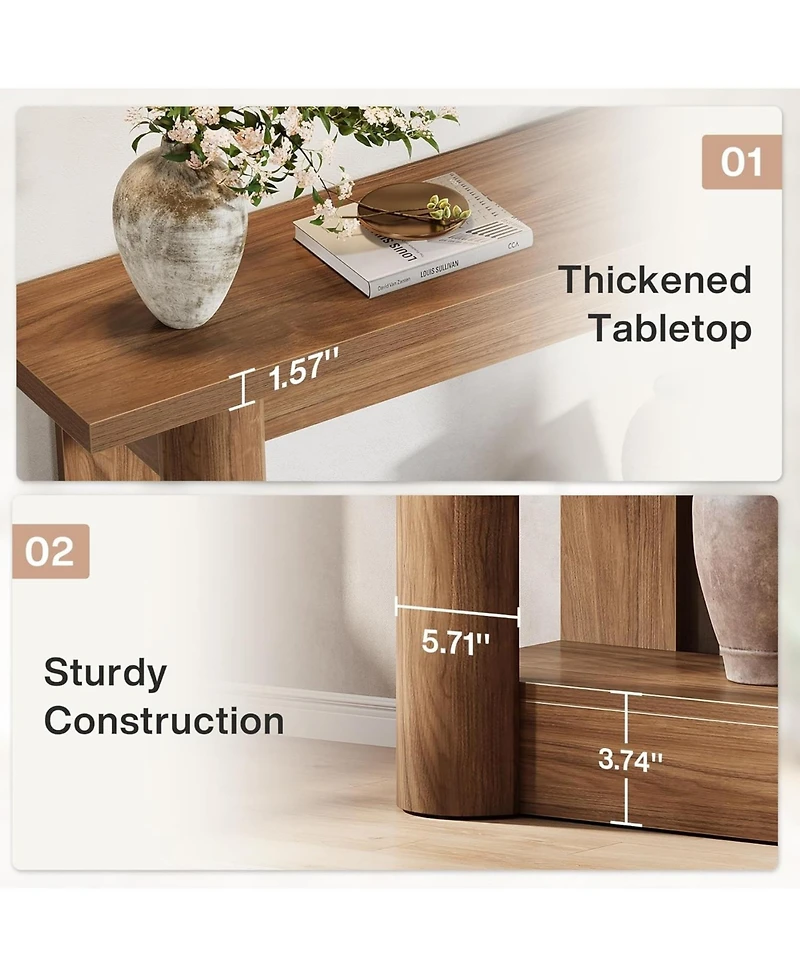 Tribesigns 63-Inch Farmhouse Console Table, Narrow Long Sofa Table Behind Couch, 2-Tier Storage Entryway Furniture