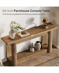 Tribesigns 63-Inch Farmhouse Console Table, Narrow Long Sofa Table Behind Couch, 2-Tier Storage Entryway Furniture