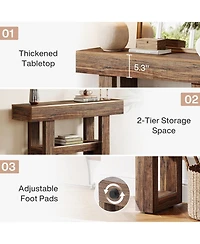 Tribesigns 41.34-Inch Farmhouse Console Table, 2-Tier Narrow Sofa Table Behind The Couch, Entryway Furniture