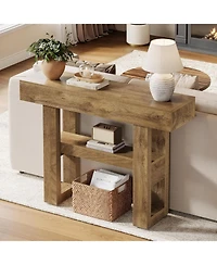Tribesigns 41.34-Inch Farmhouse Console Table, 2-Tier Narrow Sofa Table Behind The Couch, Entryway Furniture