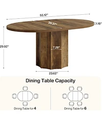 Tribesigns Oval Dining Table for 4-6 People, 55-Inch Kitchen Table with Rounded Edge Tabletop (No Chairs Included)