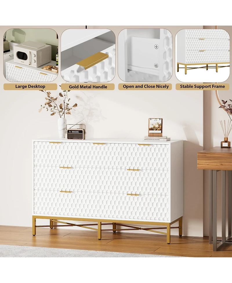 Gaomon 7 Drawer Dresser for Bedroom, Simply Modern Chest of Drawers Closet