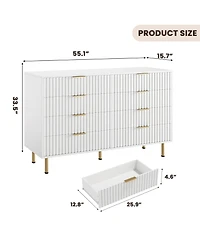 Gaomon Fluted 6 Drawer Storage Dresser, Tall Modern Chest with Ample Deep Drawers and Wide Top