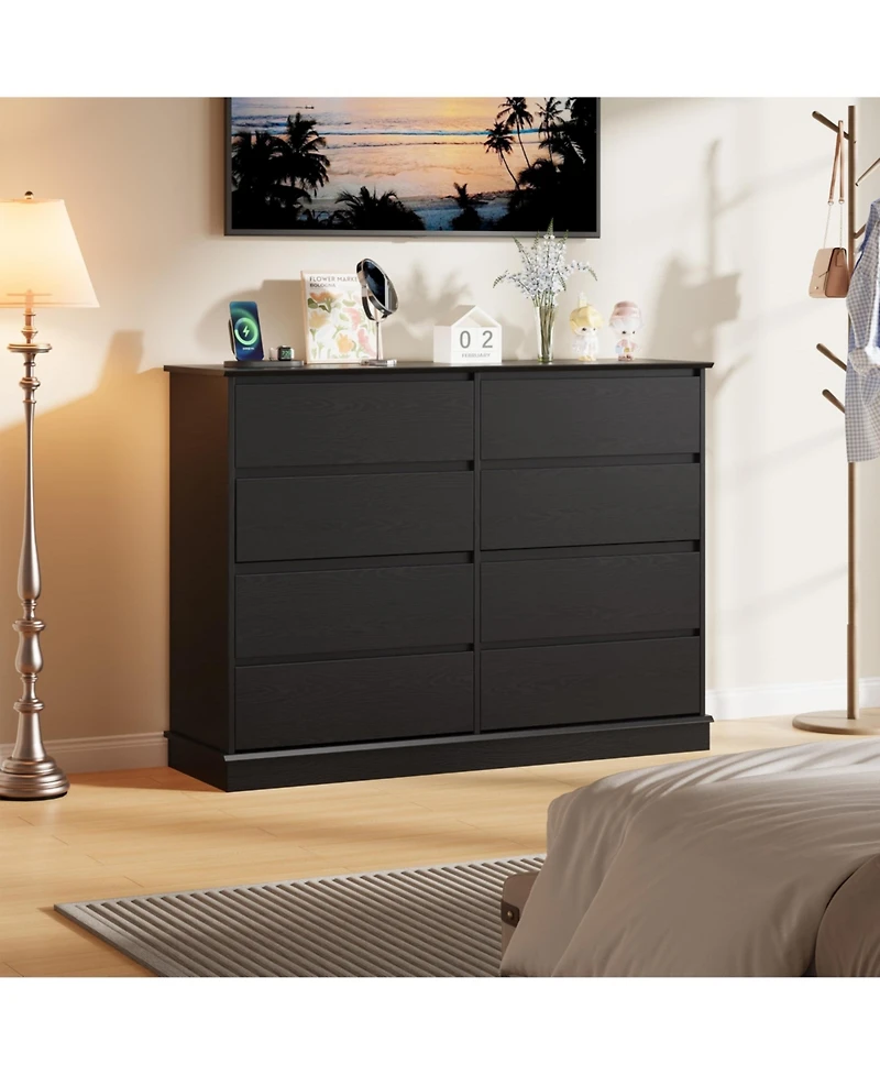 gaomon 8 Drawer Dresser for Bedroom, Wide Wooden Chest of Drawers with Top