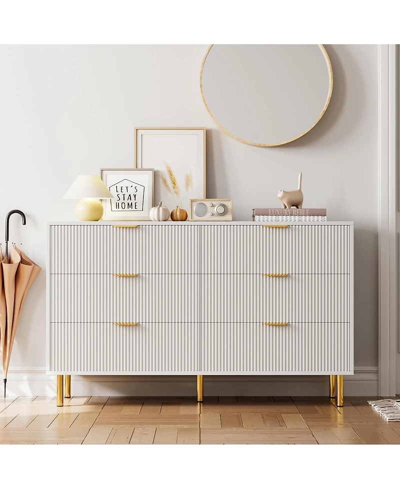 gaomon 6 Drawer Dresser for Bedroom, Large Chest of Drawers, Modern Wood Storage Organizer