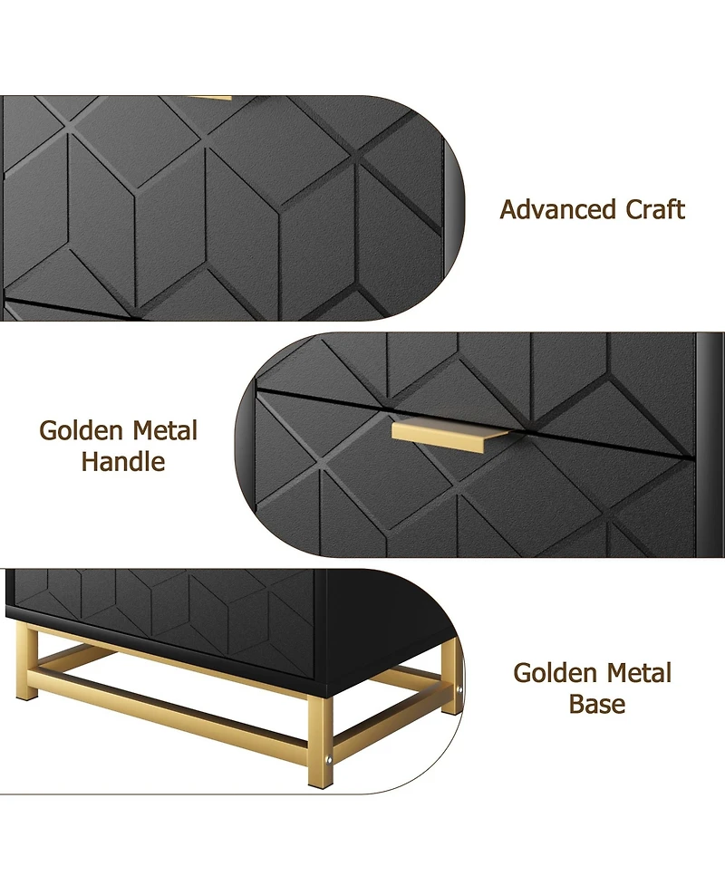 gaomon 4 Drawer Gold Metal Handles and Sturdy Mdf Construction Modern Dresser