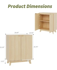 gaomon Fluted Accent Buffet Cabinet with Storage 2-Door Mid-Century Sideboard with Adjustable Shelves Console Table for Living Room Kitchen Entryway