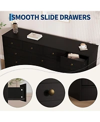 gaomon 12-Drawer Wooden Bedroom Dresser, Wide Chest with Storage Organizer & Tv Stand for 65" Tv, Clothes Living Room, Hallway, 61"x15.75"