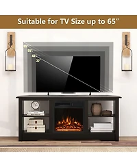 Gymax 58'' Fireplace Tv Stand w/ 18'' 1500W Electric Fireplace Adjustable Brightness
