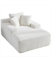 Boyel Living 67 Inch White Velvet Chaise Lounge Chair with 9.9 Wide Armrests and Deep Seat for Room